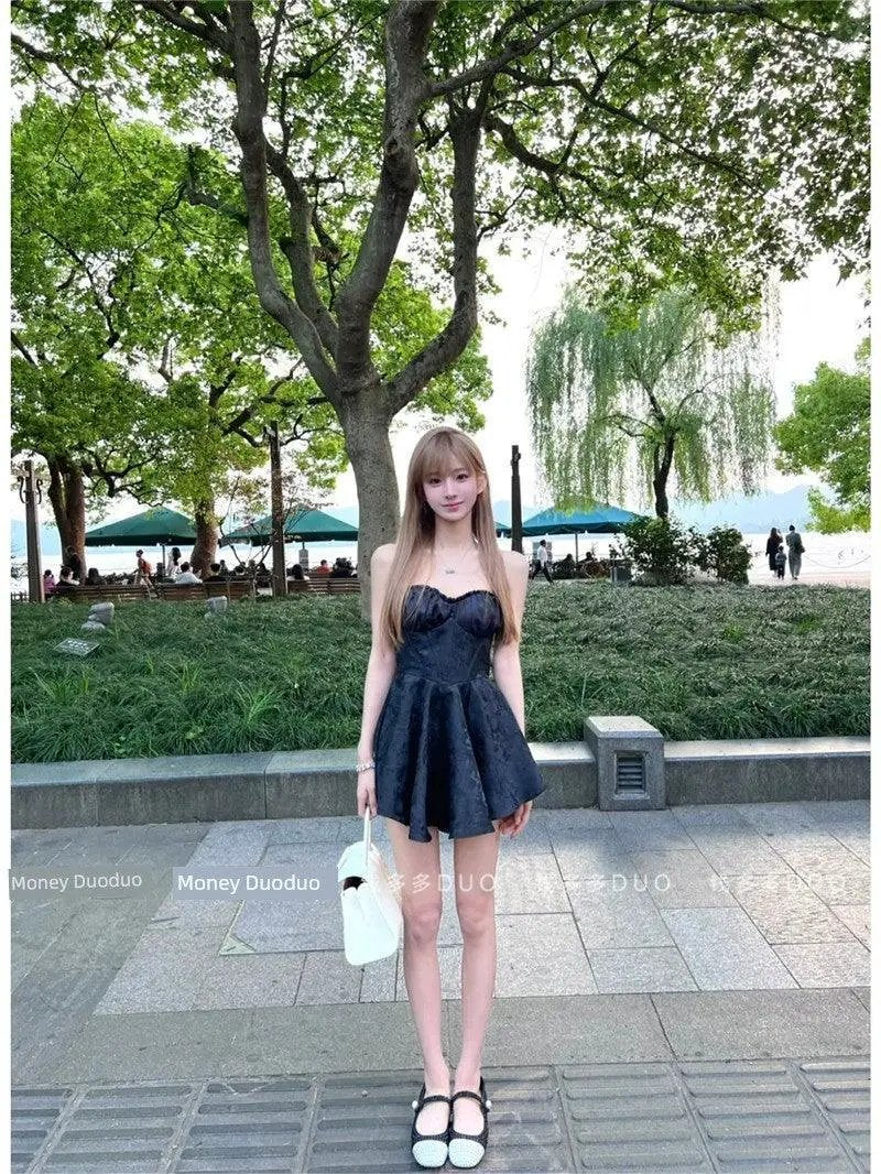 Hepburn Style Black Dress Pettiskirt Chic 2022 Fashion
