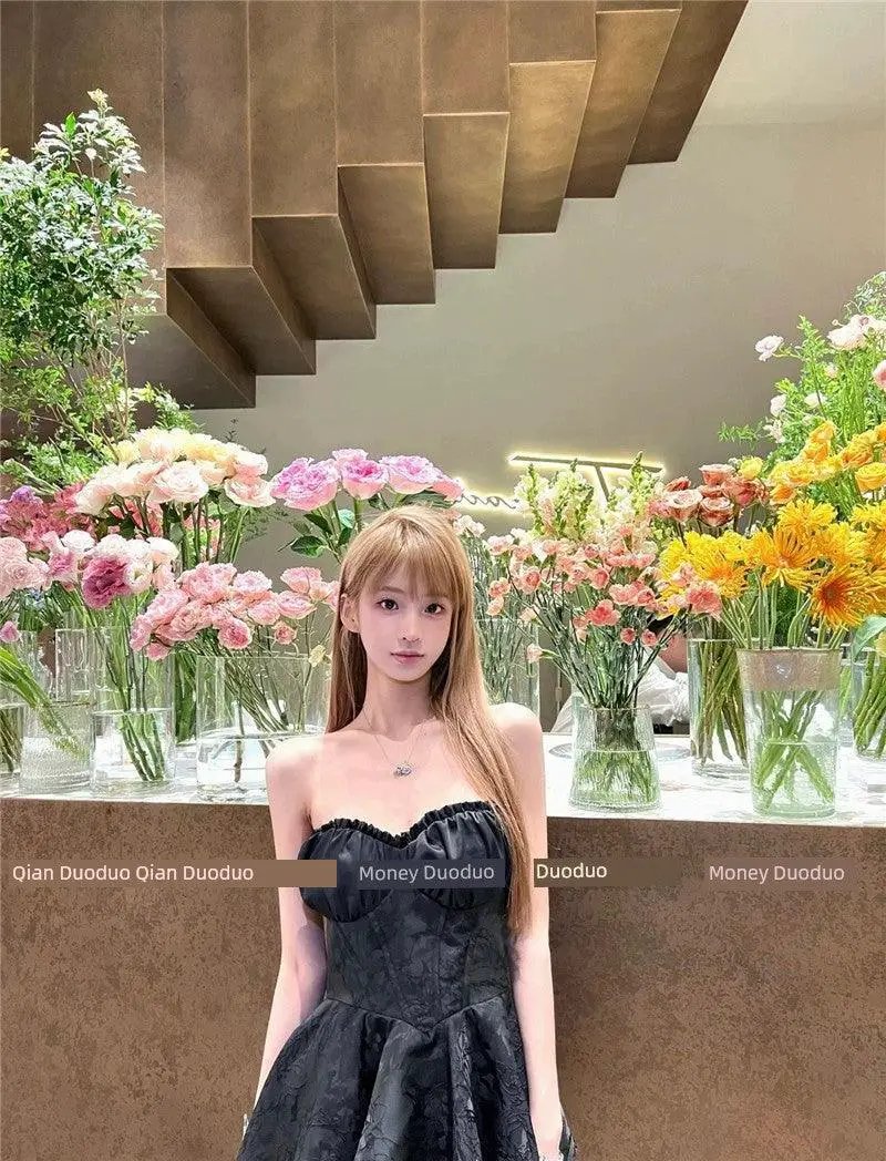Hepburn Style Black Dress Pettiskirt Chic 2022 Fashion