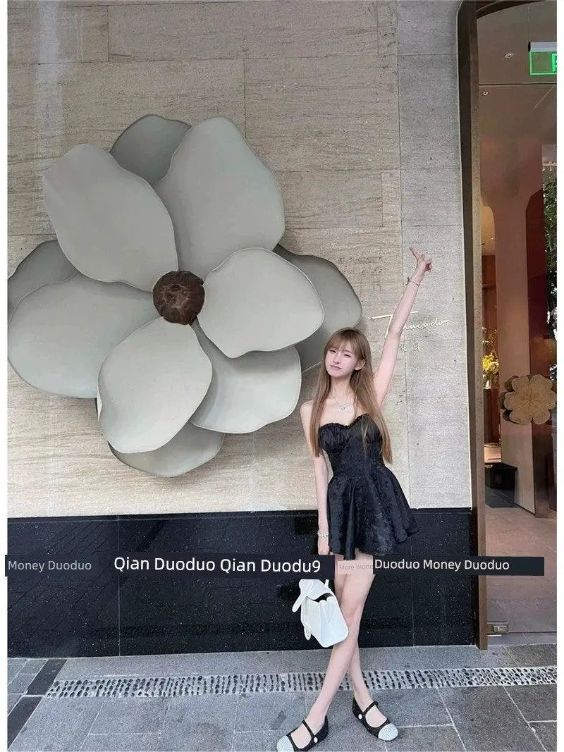 Hepburn Style Black Dress Pettiskirt Chic 2022 Fashion