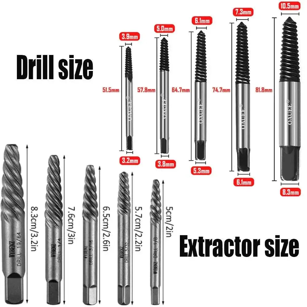 Hex Screw Extractors Set Quick Rusted Screw Remover Kit