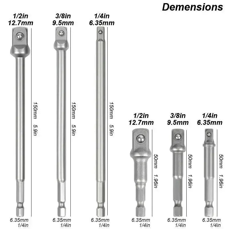 Hex Shank Socket Adapter For Impact Drill Wrench Conversion