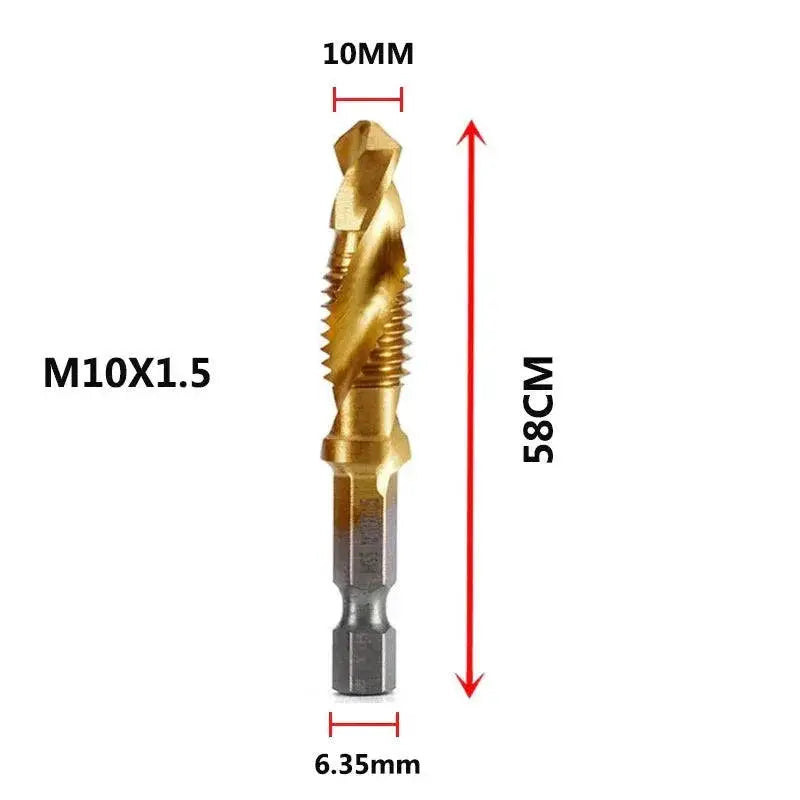 Hex Shank Titanium Plated HSS Tap Drill Bit Set Metalworking