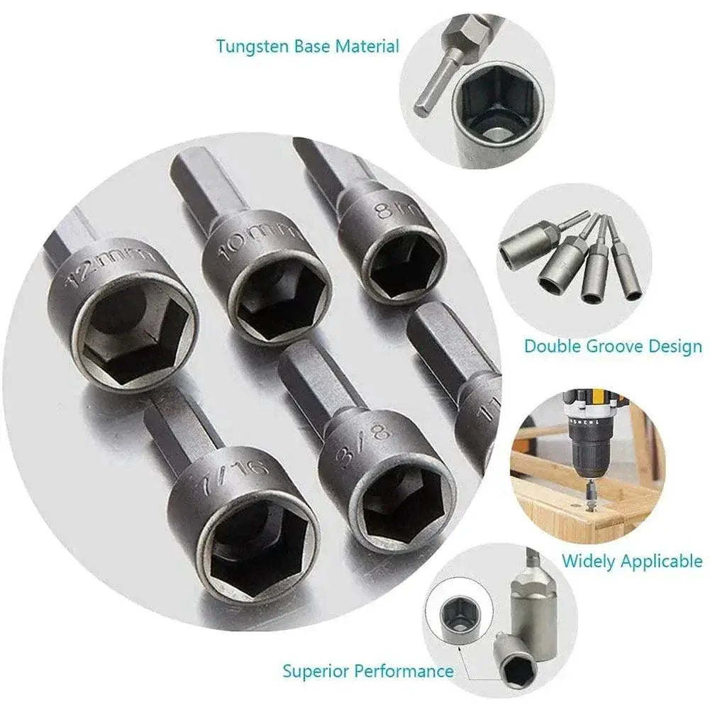 Hex Socket Nut Driver Set Screwdriver Bits Gray Wrenches