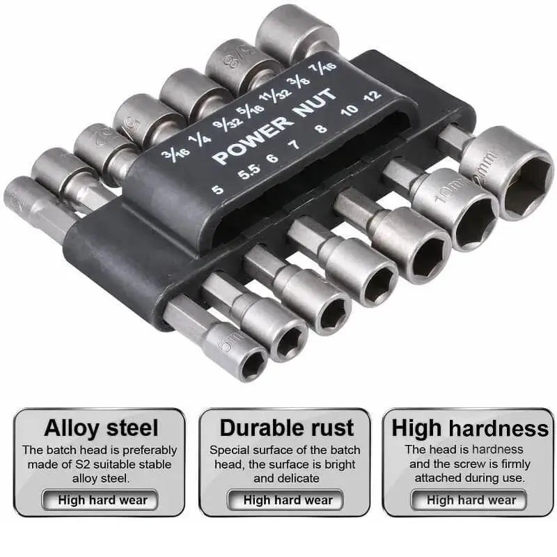 Hex Socket Nut Driver Set Screwdriver Bits Gray Wrenches