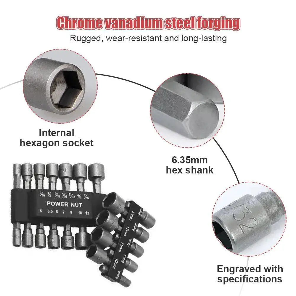 Hex Socket Nut Driver Set Screwdriver Bits Gray Wrenches