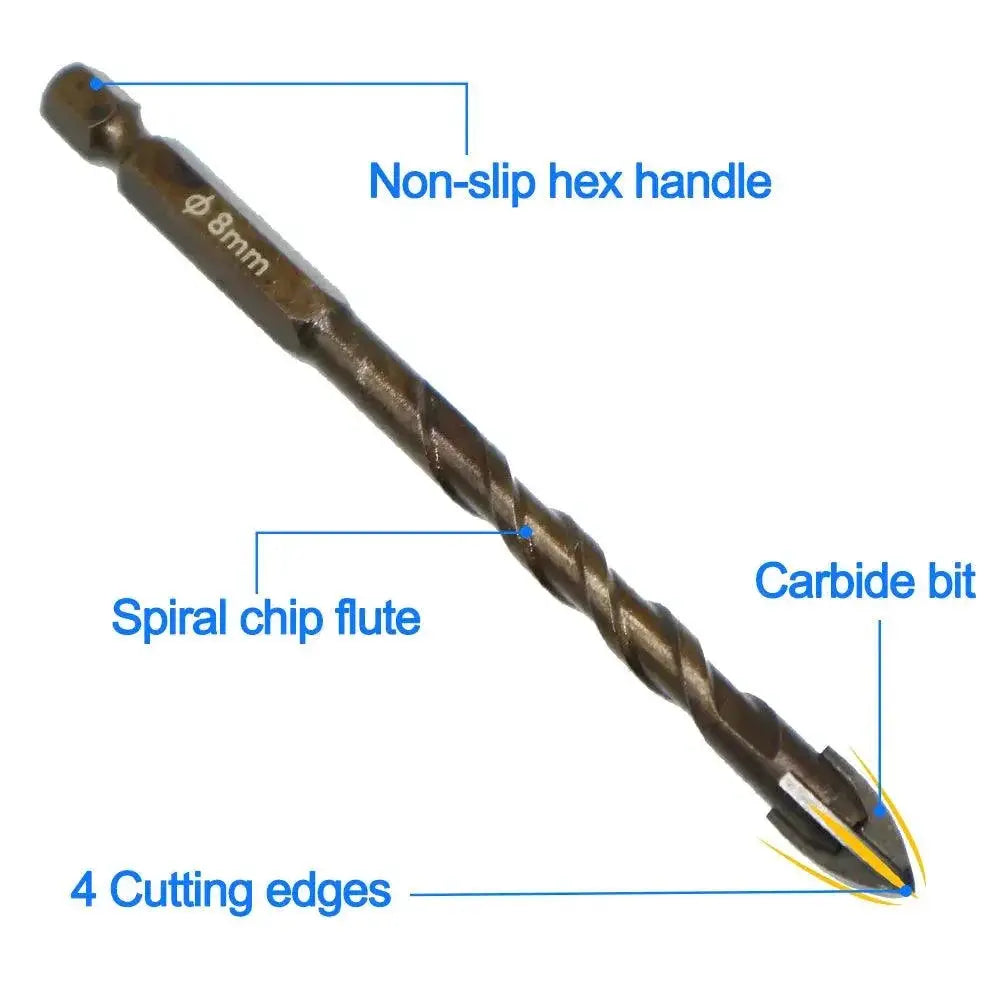 Hex Tile Drill Bits Set Hex Shank Industrial Grade Carbide