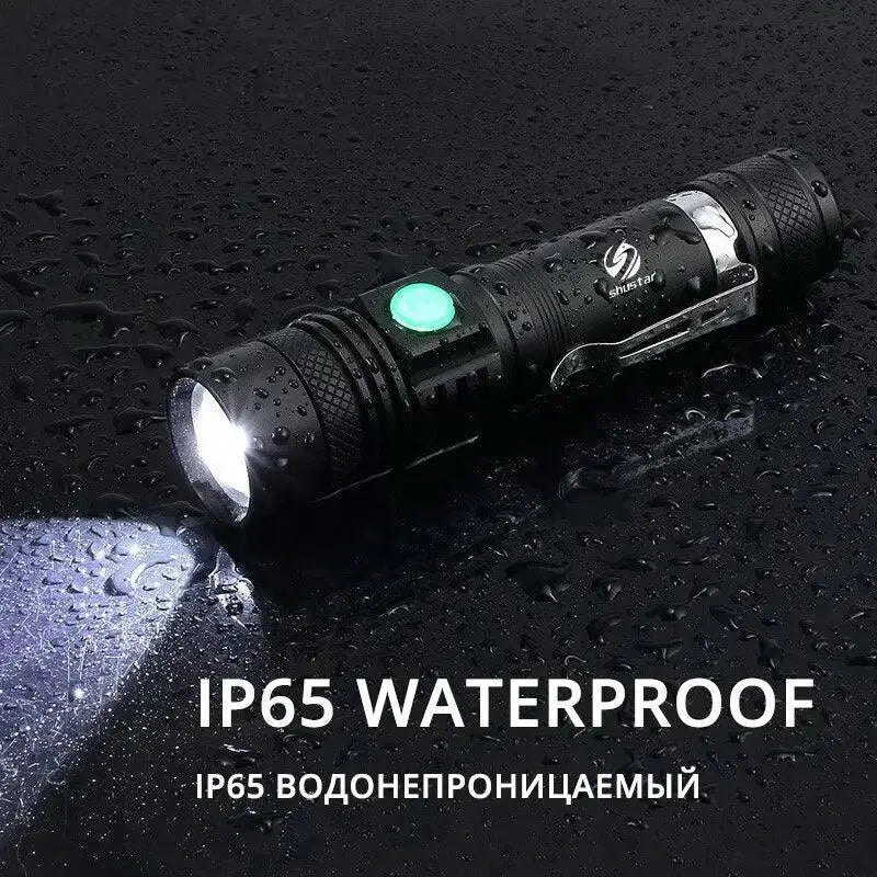 High Power LED Flashlight Zoomable Torch USB Charging