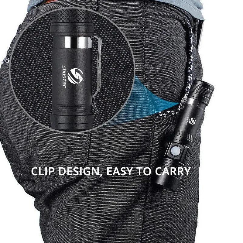 High Power LED Flashlight Zoomable Torch USB Charging