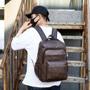High Quality USB Charging Backpack Men PU Leather Bagpack