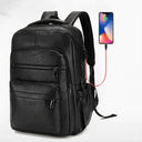 High Quality USB Charging Backpack Men PU Leather Bagpack