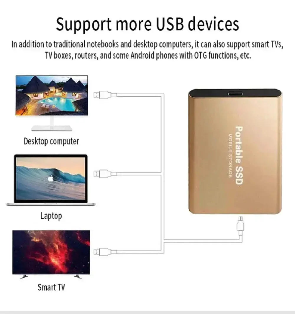 High Speed Portable SSD 1TB 2TB Fast External Drive