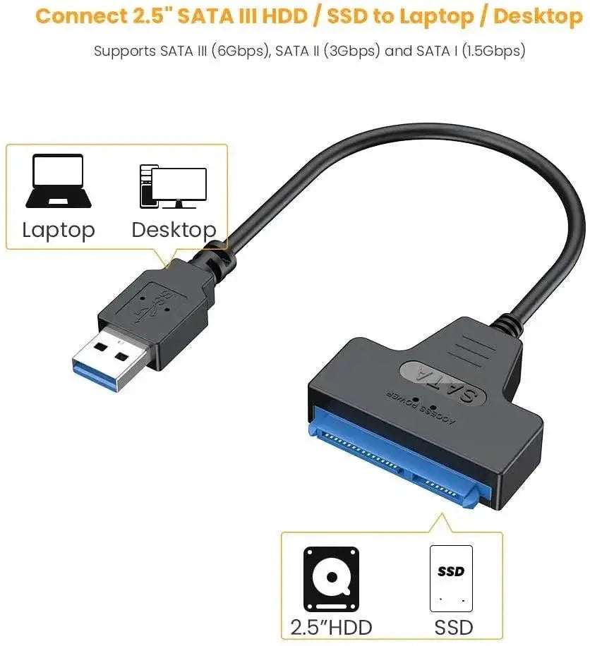 High Speed SATA to USB Adapter for 2.5 Inch SSD HDD UASP