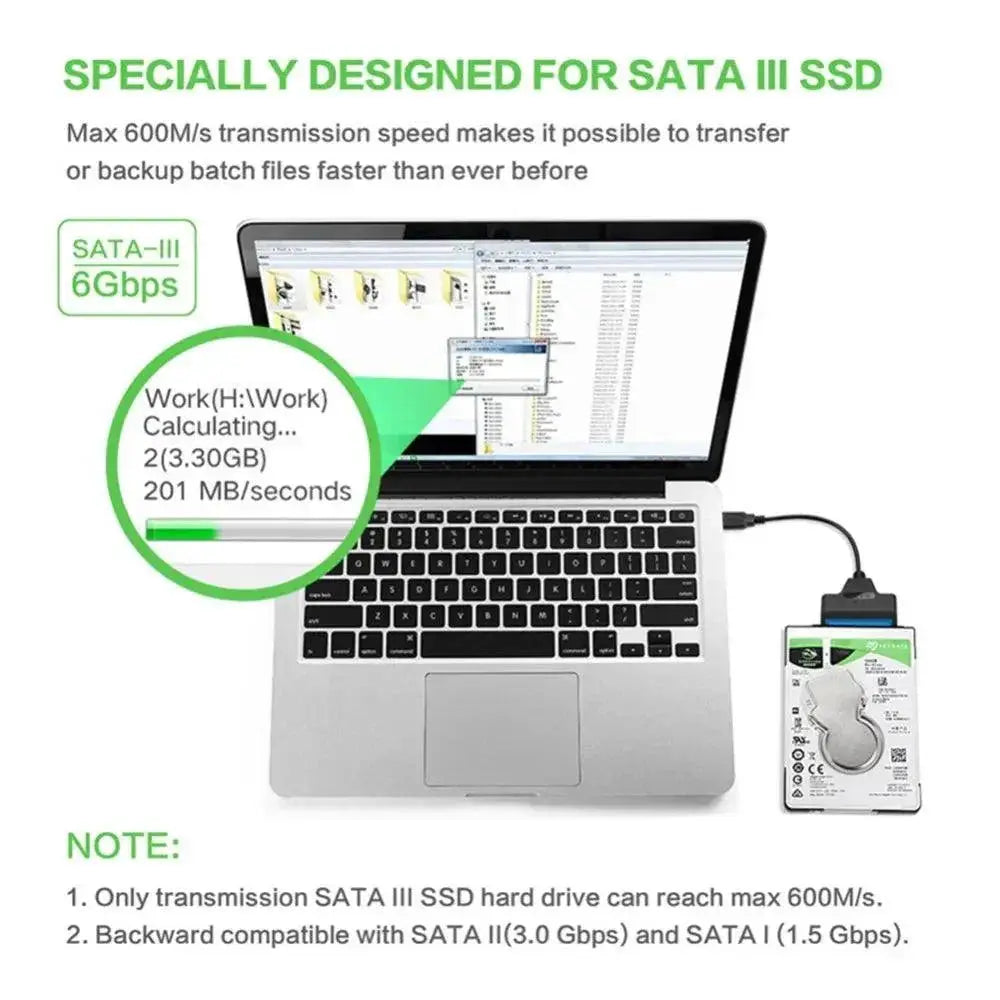 High Speed SATA To USB Type C Cable For SSD Transfer