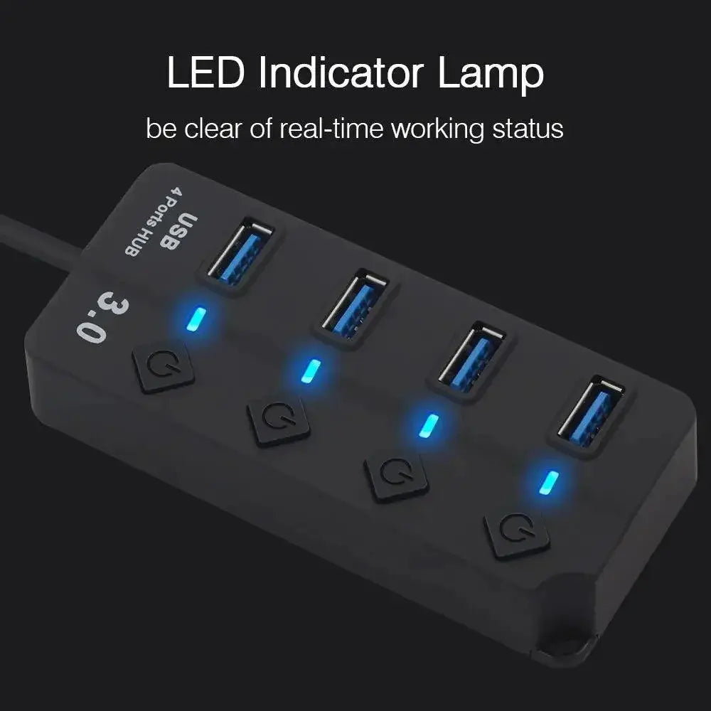 High Speed USB Hub 4 Port USB 3.0 2.0 Data Transfer Power