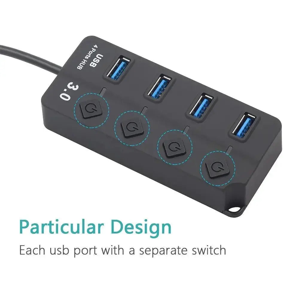 High Speed USB Hub 4 Port USB 3.0 2.0 Data Transfer Power