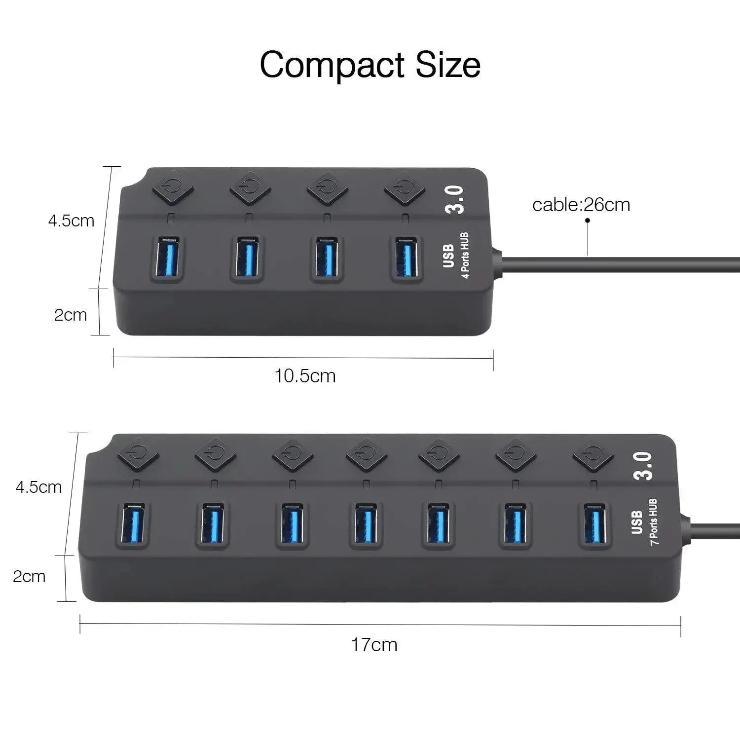High Speed USB Hub 4 Port USB 3.0 2.0 Data Transfer Power