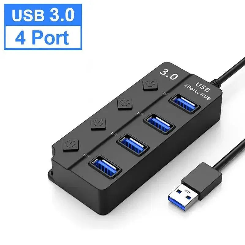 High Speed USB Hub 4 Port USB 3.0 2.0 Data Transfer Power