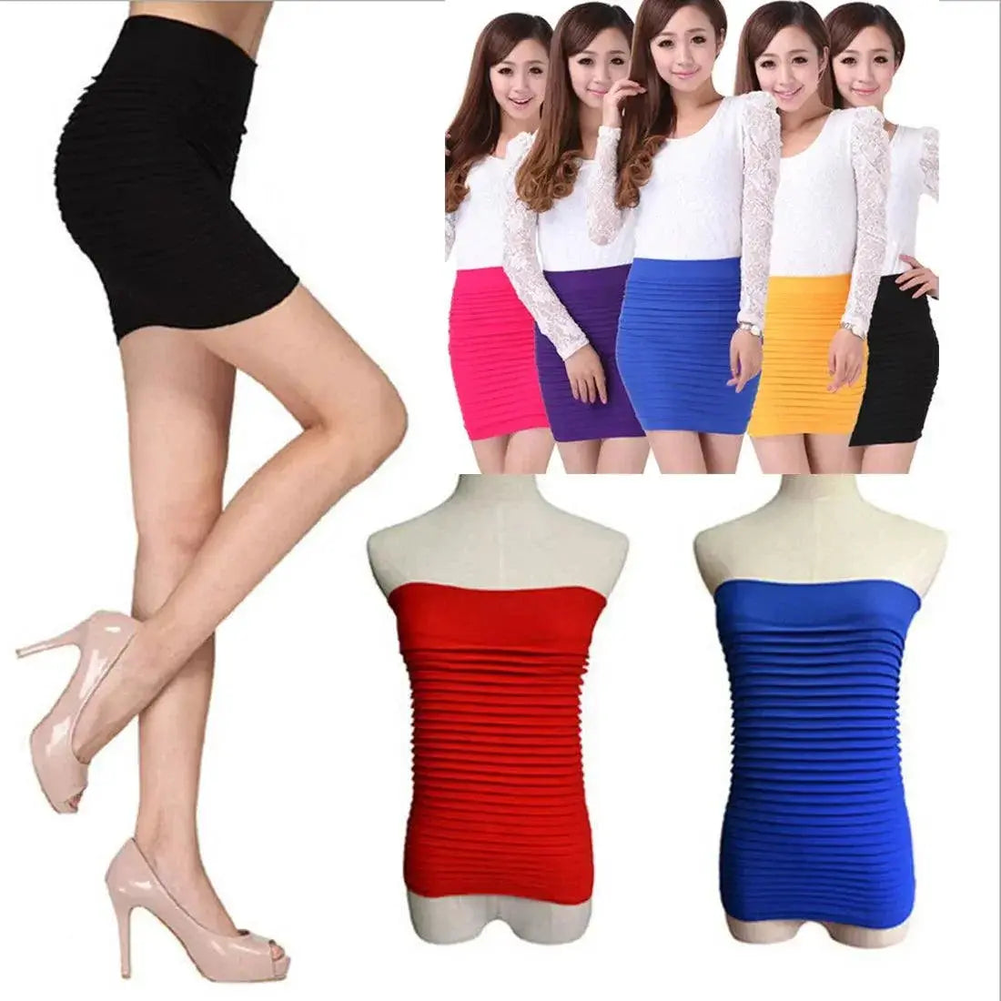 High Waist Elastic Pleated Office Skirt For Summer Chic