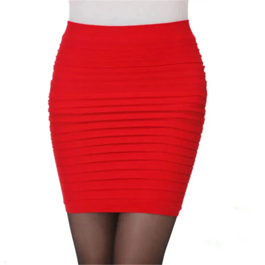 High Waist Elastic Pleated Office Skirt For Summer Chic