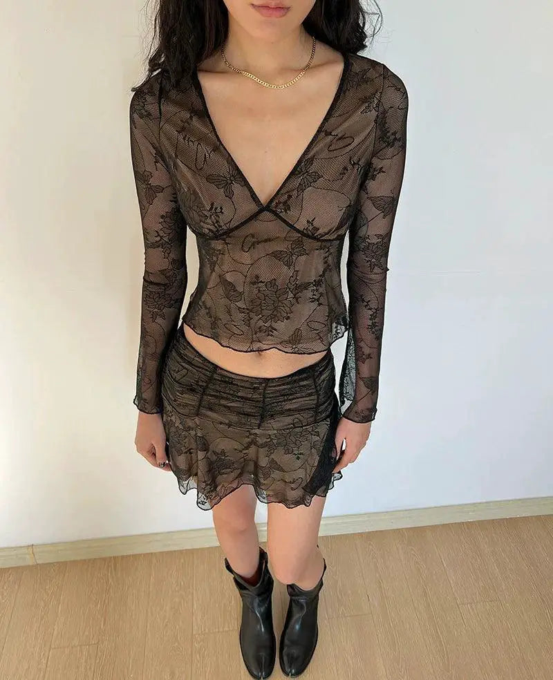 Highlife Lace Dress Elegant Deep V Neckline Detailing