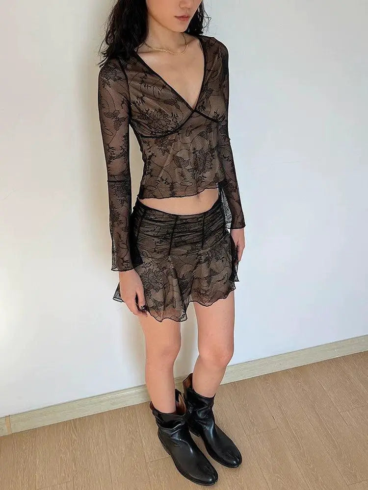 Highlife Lace Dress Elegant Deep V Neckline Detailing