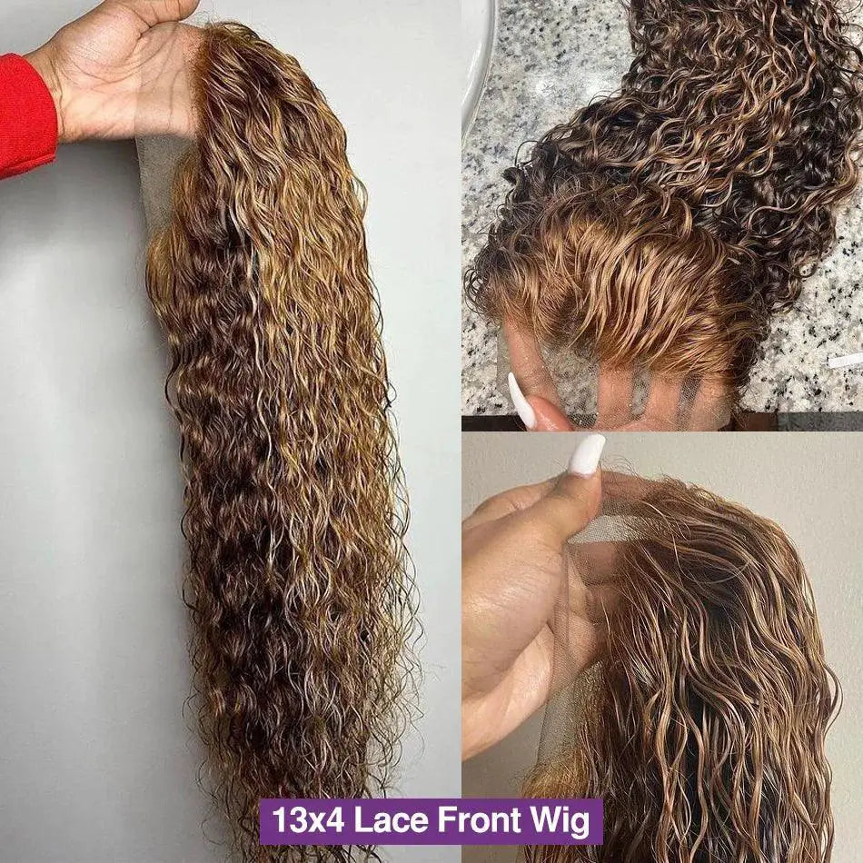 Highlight Ombre Curly Lace Front Human Hair Wig For Volume
