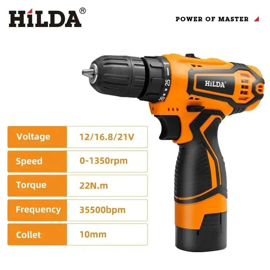 HILDA Versatile 12V - 21V Cordless Drill and Screwdriver Kit