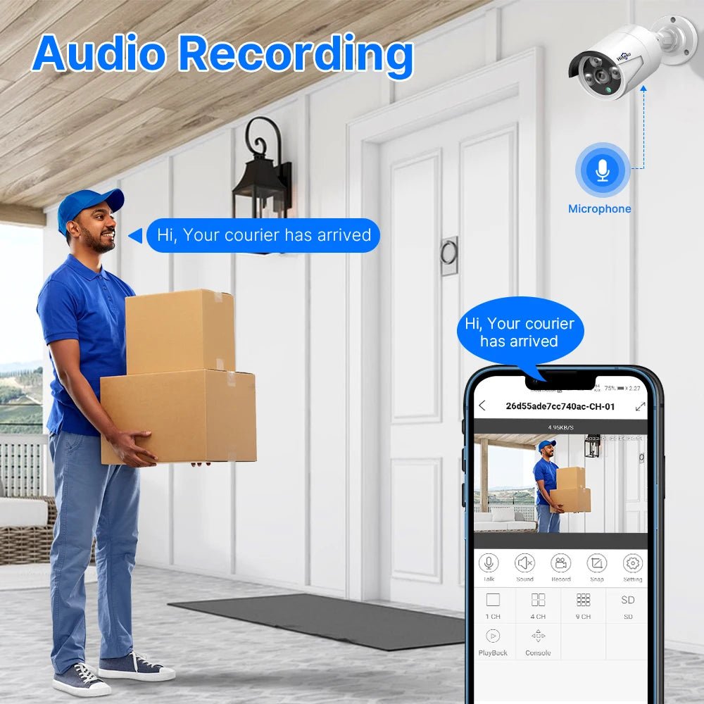 Hiseeu 5MP Audio IP Security Camera Outdoor PoE H265 IP66 Waterproof Cameras - Pro