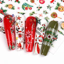 Holiday Nail Art Stickers - Snowflakes, Holly & Santa Bird