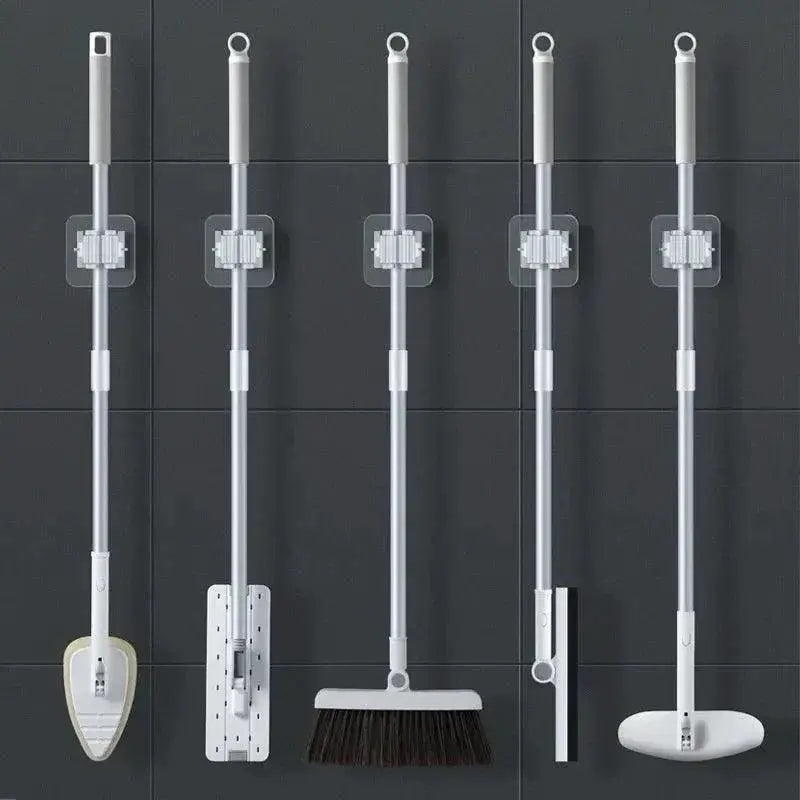 Bathroom Storage Organizer Hooks Wall Mop Broom Holder