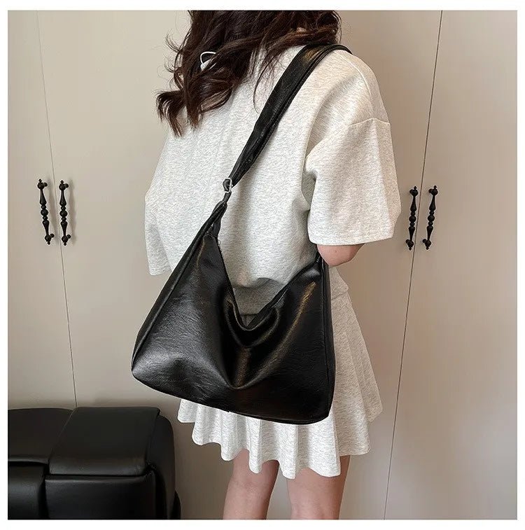 Homefish Leather Crossbody Tote Bag For Women Black Vintage Style Large Capacity