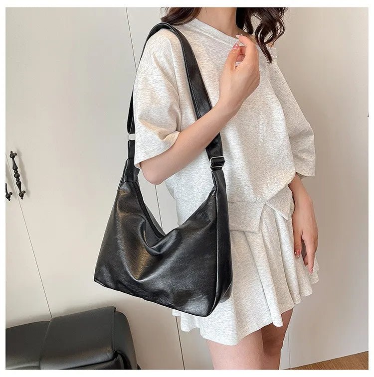 Homefish Leather Crossbody Tote Bag For Women Black Vintage Style Large Capacity