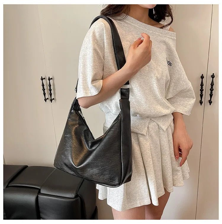 Homefish Leather Crossbody Tote Bag For Women Black Vintage Style Large Capacity