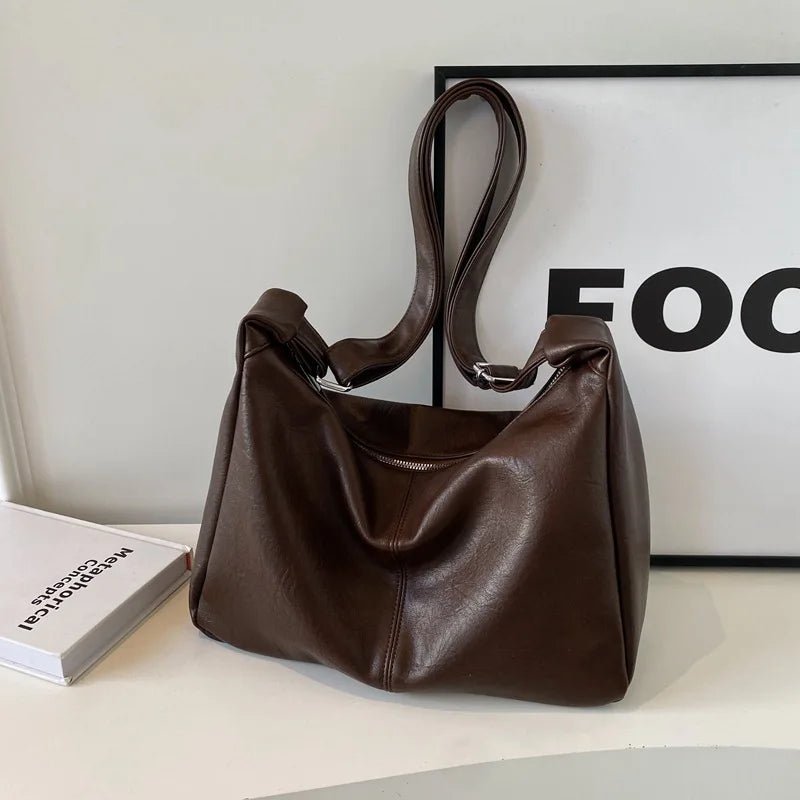 Homefish Leather Crossbody Tote Bag For Women Black Vintage Style Large Capacity