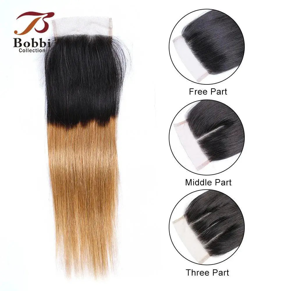 Honey Blonde Ombre 4x4 Lace Closure Remy Human Hair