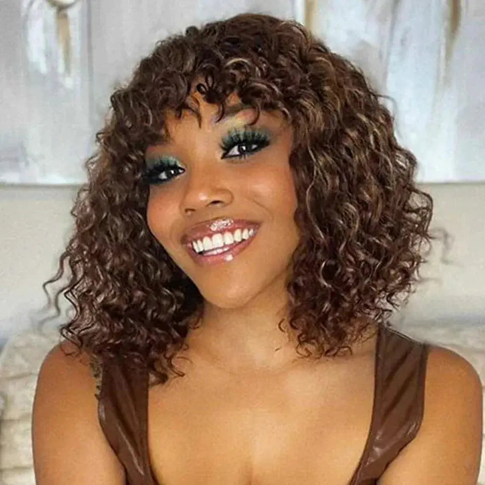Honey Water Wave Blonde Pixie Bob Cut Premium Human Hair Wig