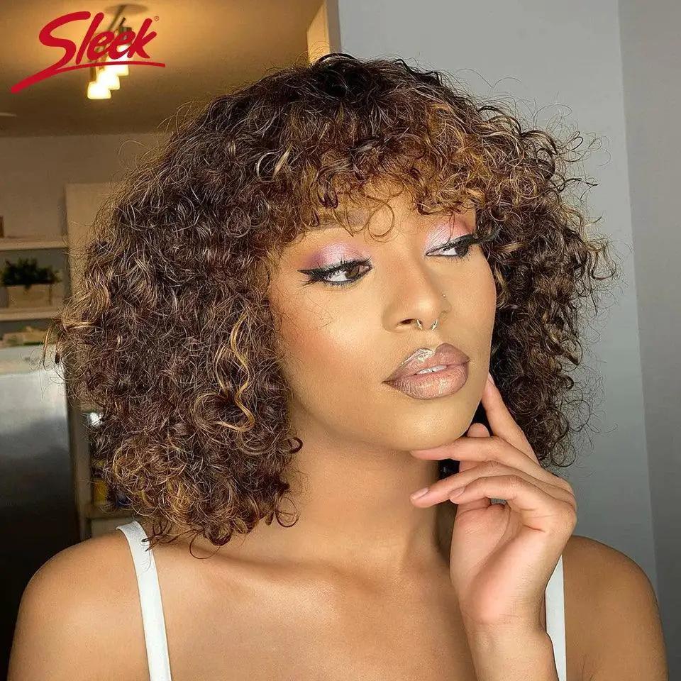 Honey Water Wave Blonde Pixie Bob Cut Premium Human Hair Wig