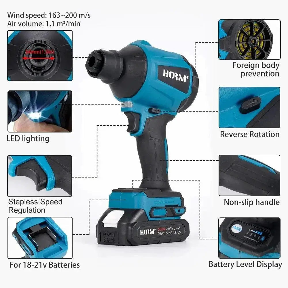 Hormy 6IN1 Cordless Air Blower Dusting Vacuum Tool Ideal