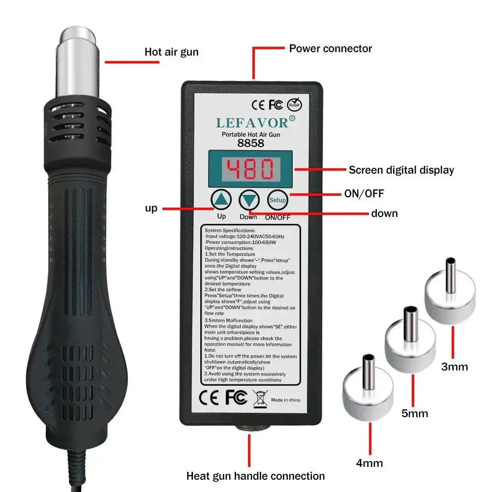 Hot Air Gun 8858 Micro Rework Soldering Station 650W