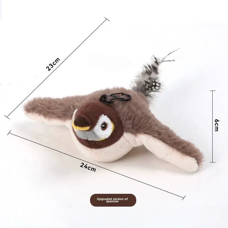 Hot Cat Dancing Sparrow Catnip Toy - Touch Activated Rechargeable USB Plush Bird