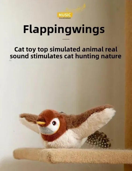 Hot Cat Dancing Sparrow Catnip Toy - Touch Activated Rechargeable USB Plush Bird