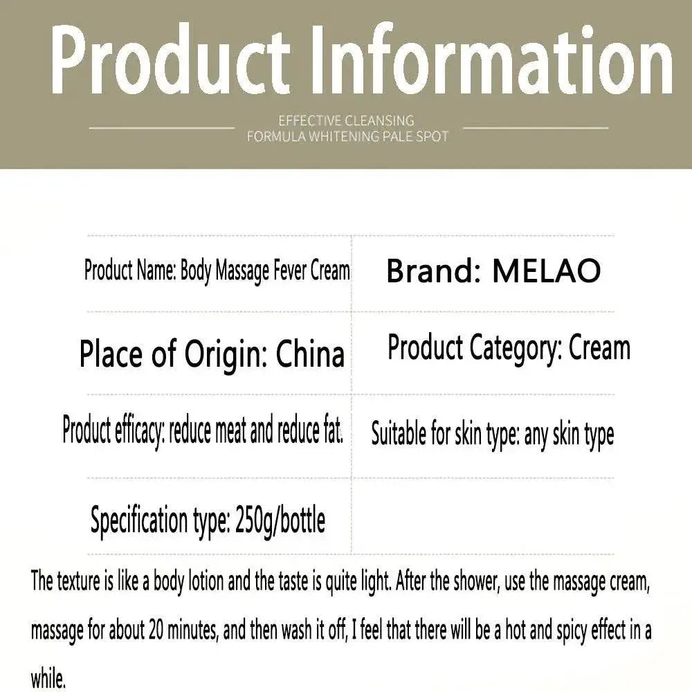 Hot Sensation Organic Cellulite Cream Slimming Massage