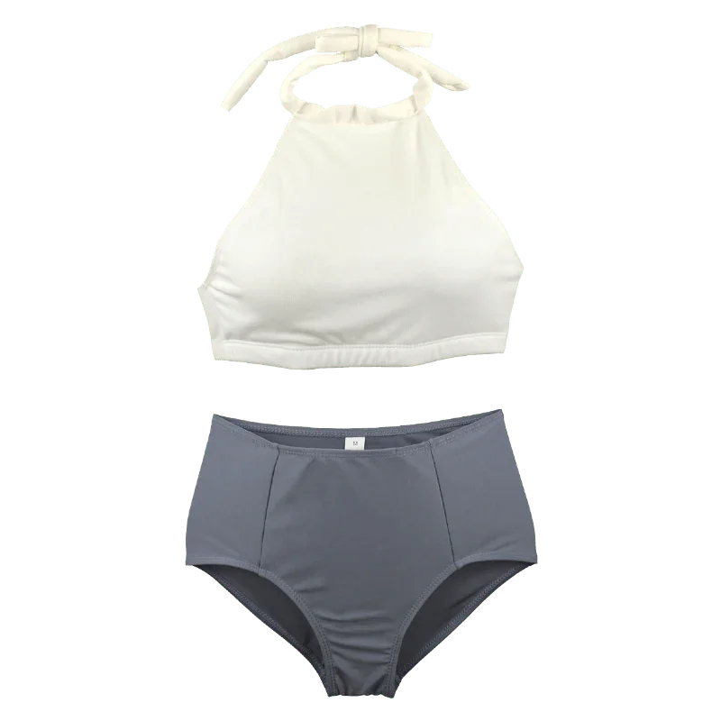 Comfortable Women's Swimsuit for Beach — Milky White + silicone chest pad