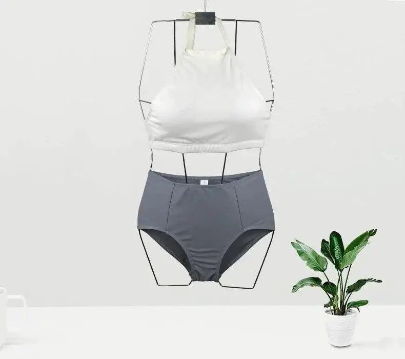 Hot Spring Ins Style High Collar Minimalist Womens Swimsuit