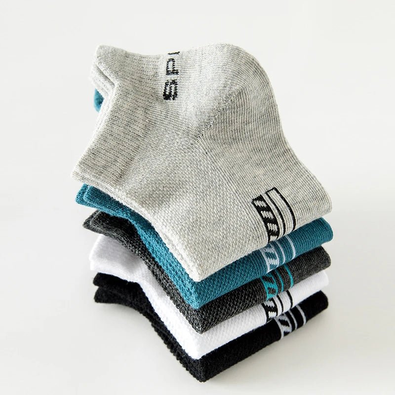HSS 5Pairs Organic Cotton Men Socks - Ankle Breathable Mesh Sports Sock SummerEU