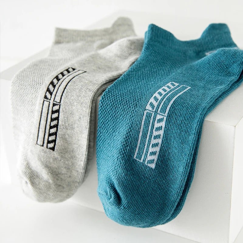 HSS 5Pairs Organic Cotton Men Socks - Ankle Breathable Mesh Sports Sock SummerEU