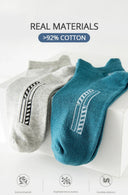 HSS 5Pairs Organic Cotton Men Socks - Ankle Breathable Mesh Sports Sock SummerEU