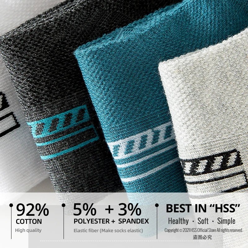 HSS 5Pairs Organic Cotton Men Socks - Ankle Breathable Mesh Sports Sock SummerEU
