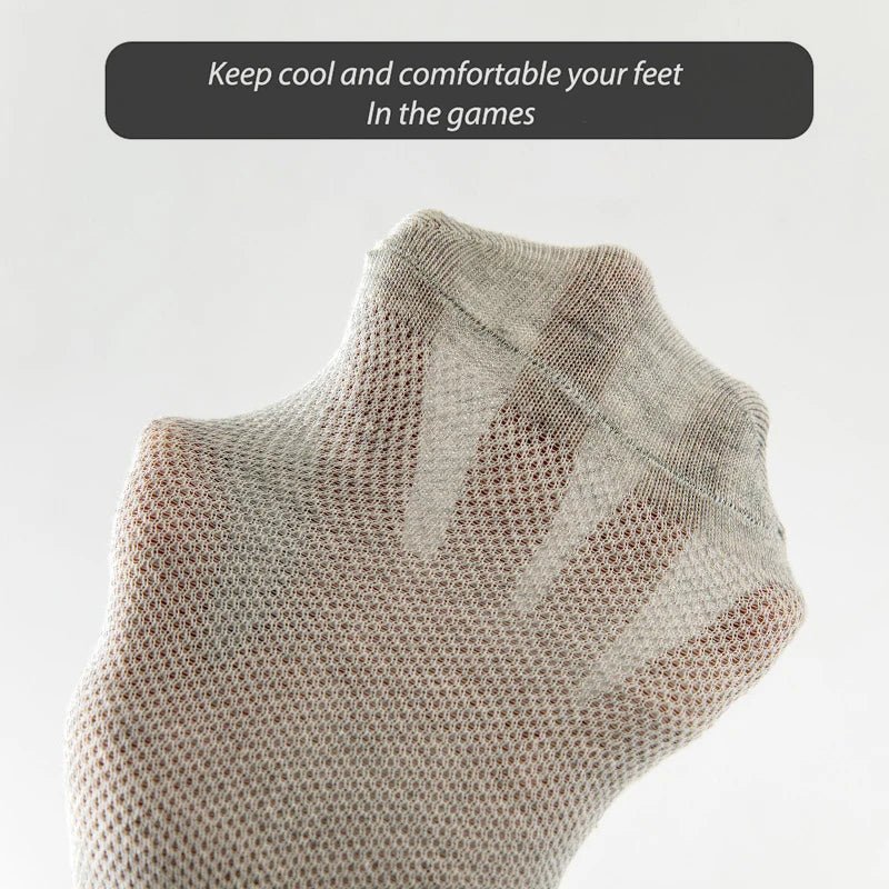HSS 5Pairs Organic Cotton Men Socks - Ankle Breathable Mesh Sports Sock SummerEU