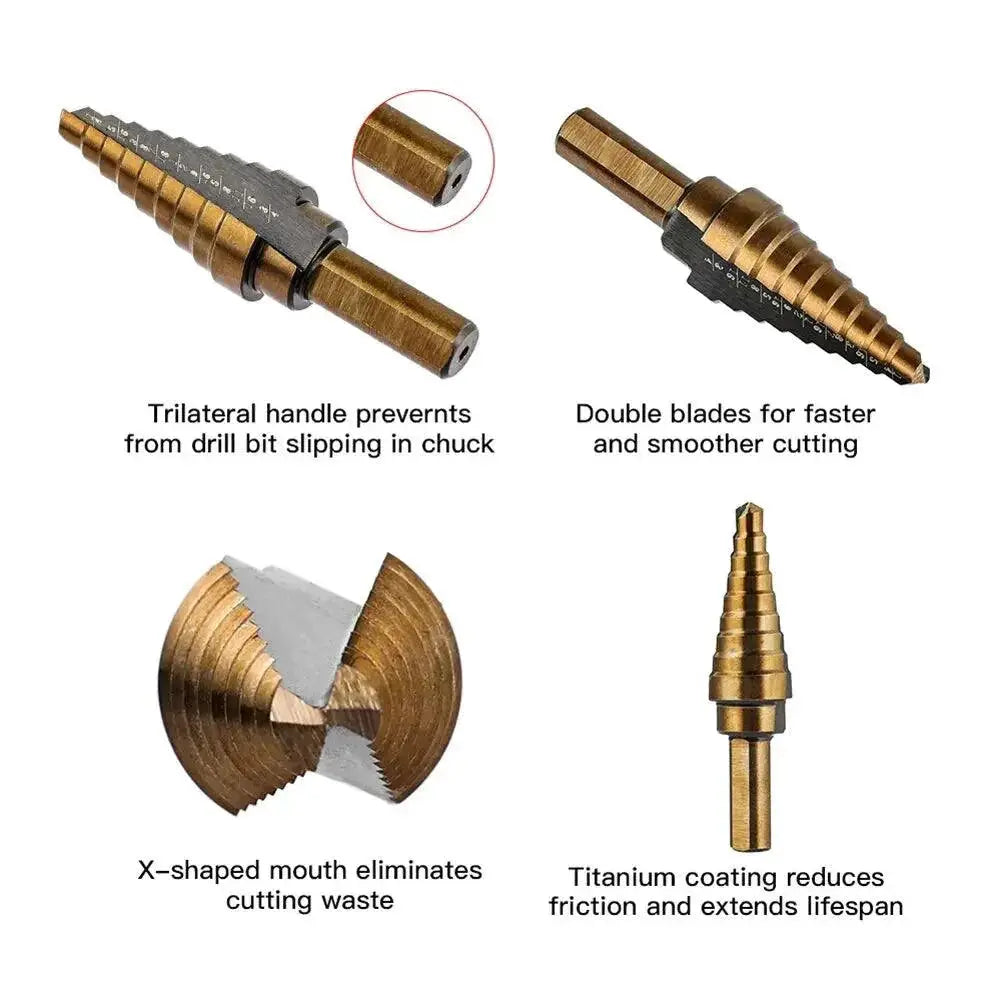 HSS Cobalt Step Drill Set for Metal and Woodworking